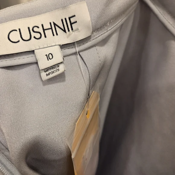 Cushnie High Waisted Sheer Skirt, Silk, Silver Asymmetrical Sequins Iridescent - Picture 7 of 9